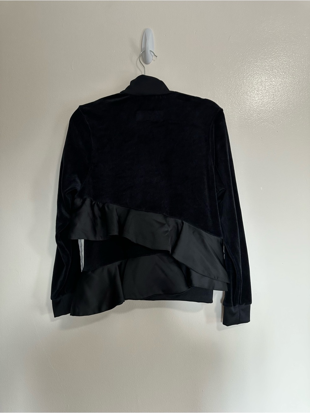 adidas Black Ruffled Track Jacket with White Stripes - Picture 7 of 10